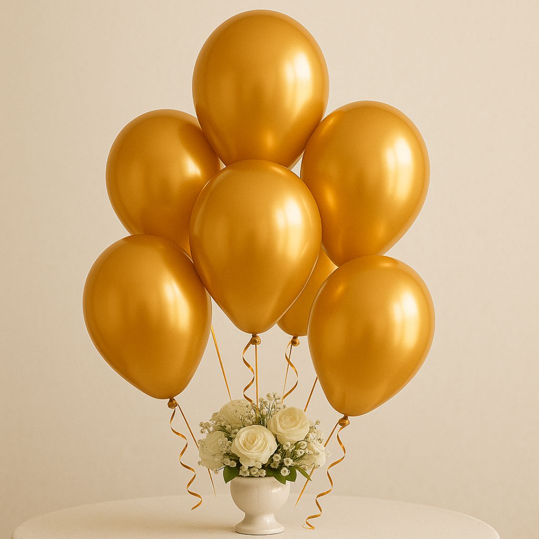 Metallic Golden Latex/Rubber Balloons - Helium Quality - 12 inches - 20PC