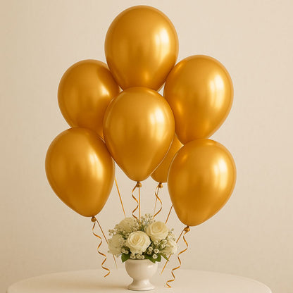 Metallic Golden Latex/Rubber Balloons - Helium Quality - 12 inches - 20PC