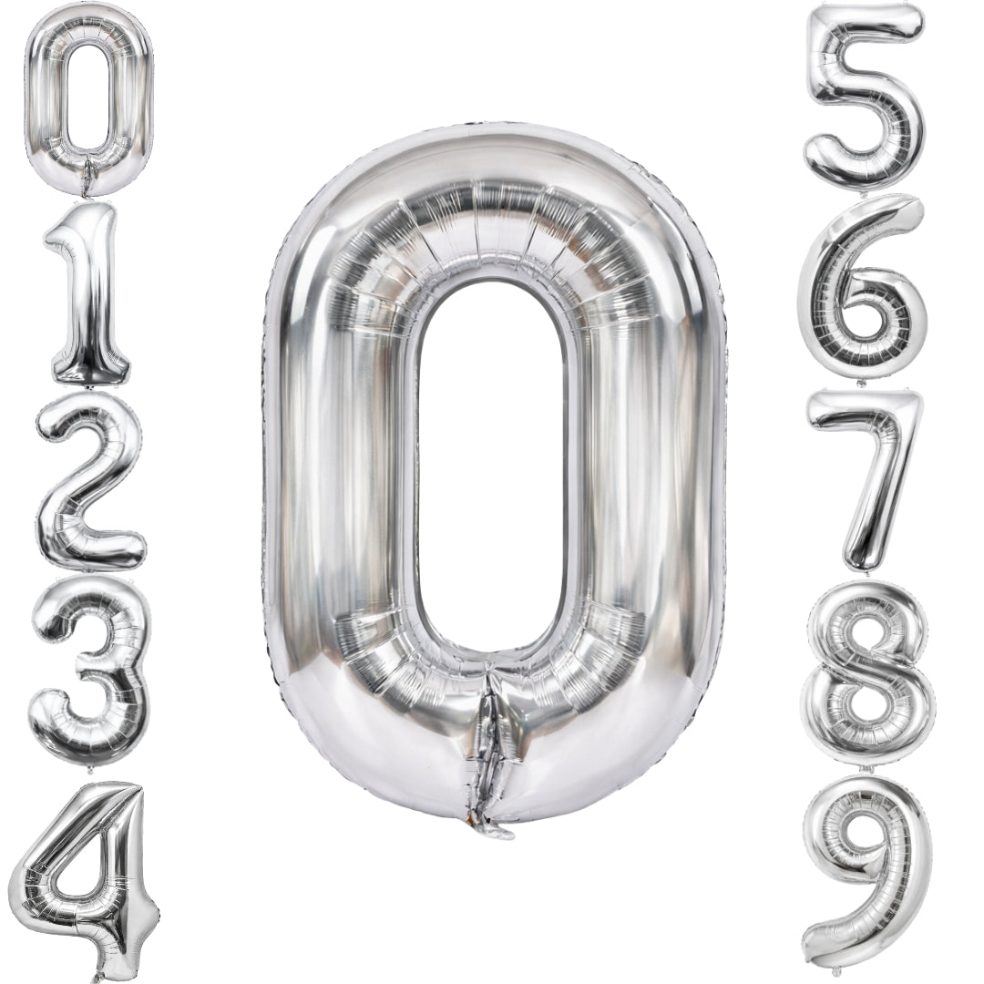 Silver Number 0 Foil Balloon 40 Inch  Air Filled Pack of 1
