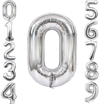 Silver Number 0 Foil Balloon 40 Inch  Air Filled Pack of 1