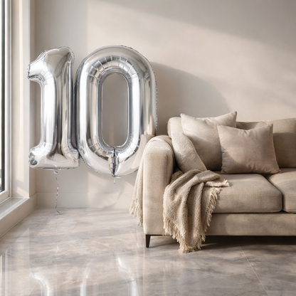 Silver Number 0 Foil Balloon 40 Inch  Air Filled Pack of 1