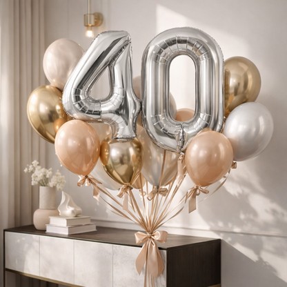 Silver Number 0 Foil Balloon 40 Inch  Air Filled Pack of 1