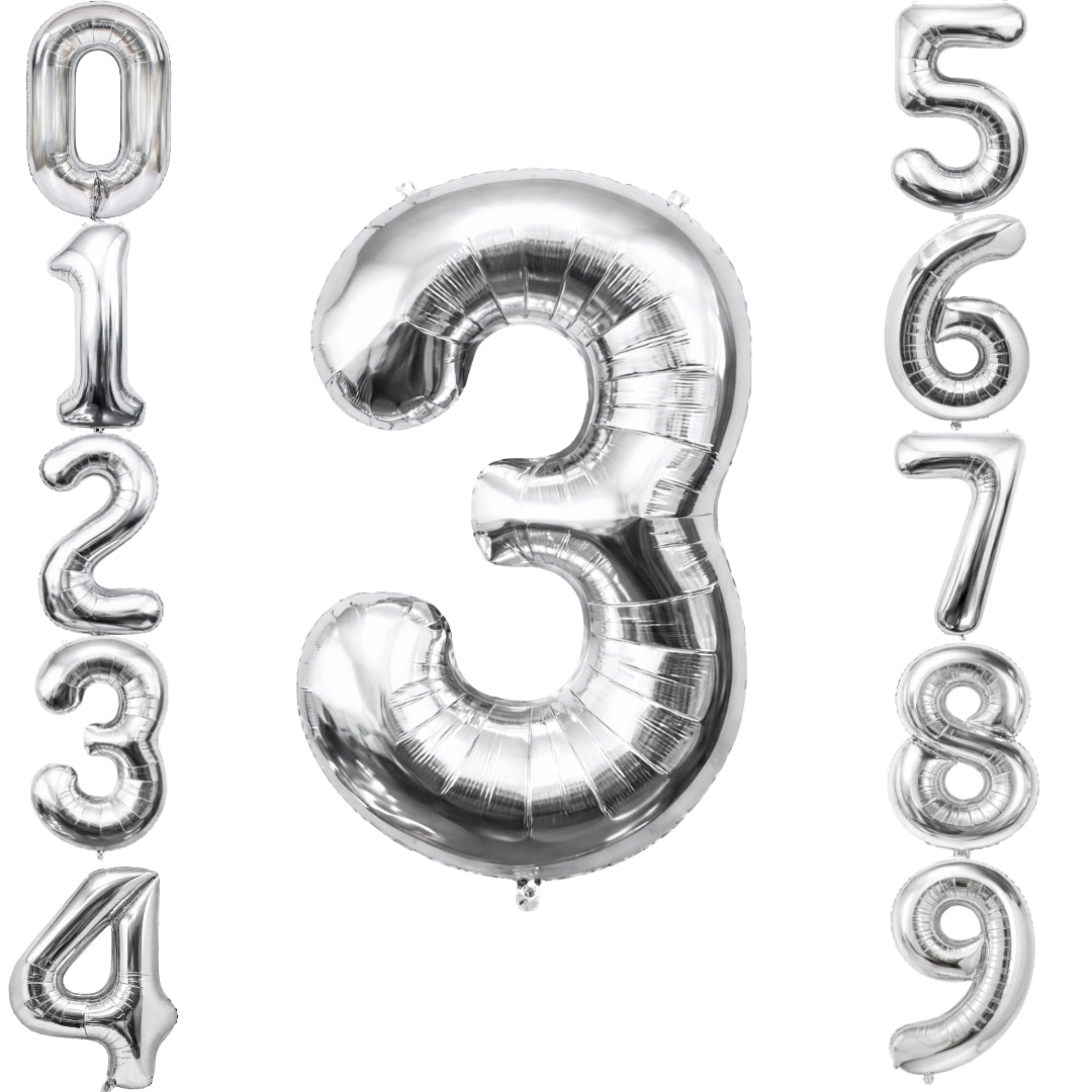 Silver Number 3 Foil Balloon 40 Inch  Air Filled Pack of 1