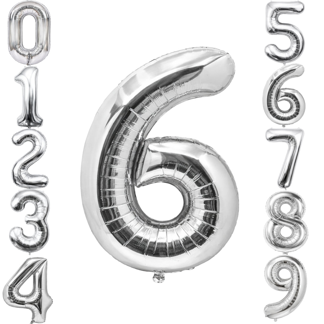Silver Number 6 Foil Balloon