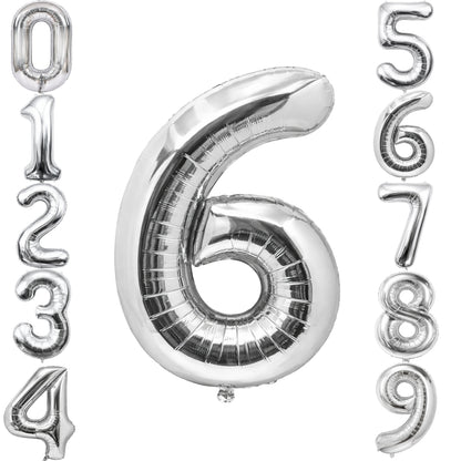 Silver Number 6 Foil Balloon