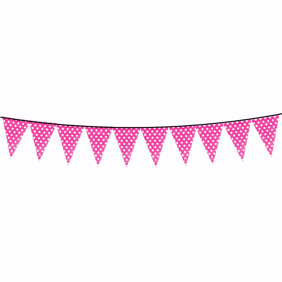 Polka Dot Buntings Hot Pink- Over 9 FT