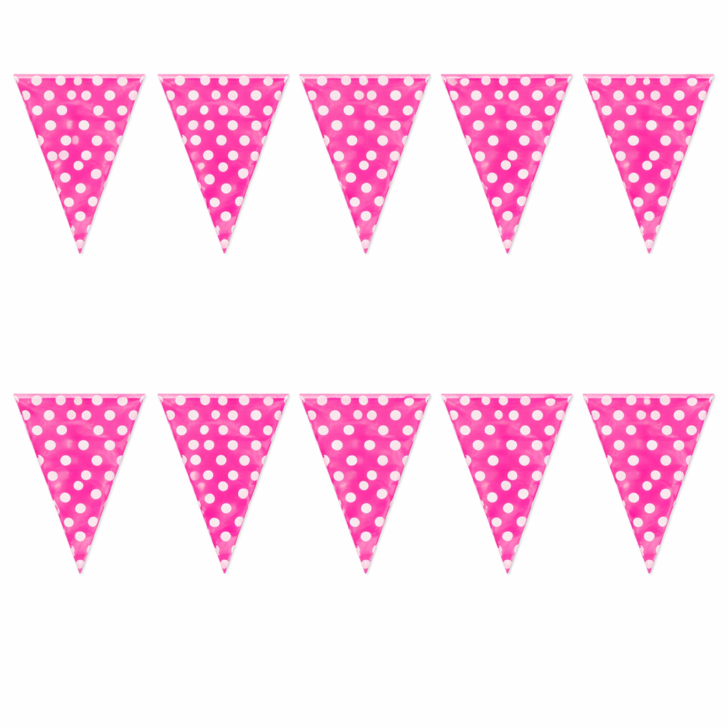 Polka Dot Buntings Hot Pink- Over 9 FT