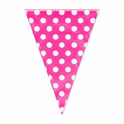 Polka Dot Buntings Hot Pink- Over 9 FT