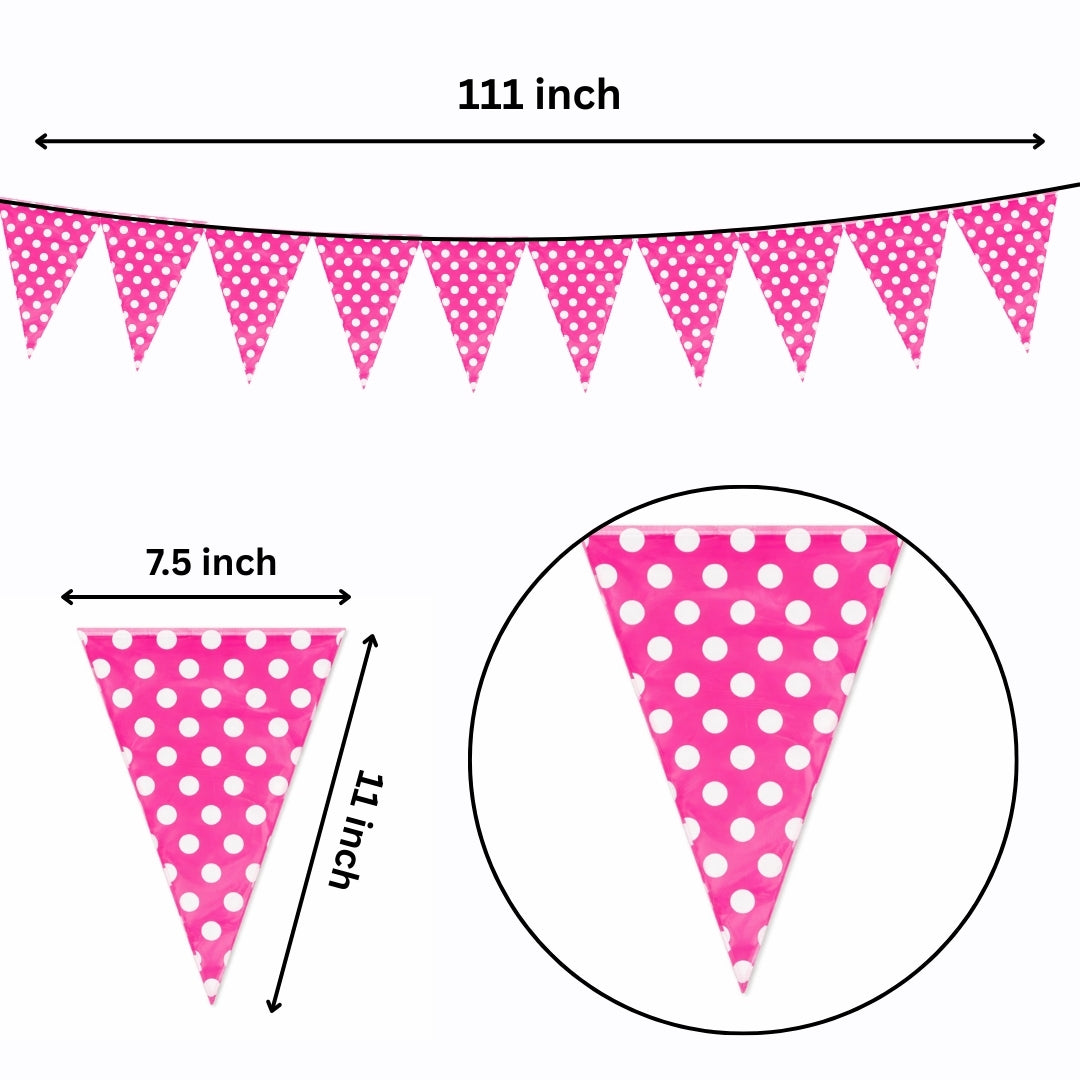 Polka Dot Buntings Hot Pink- Over 9 FT