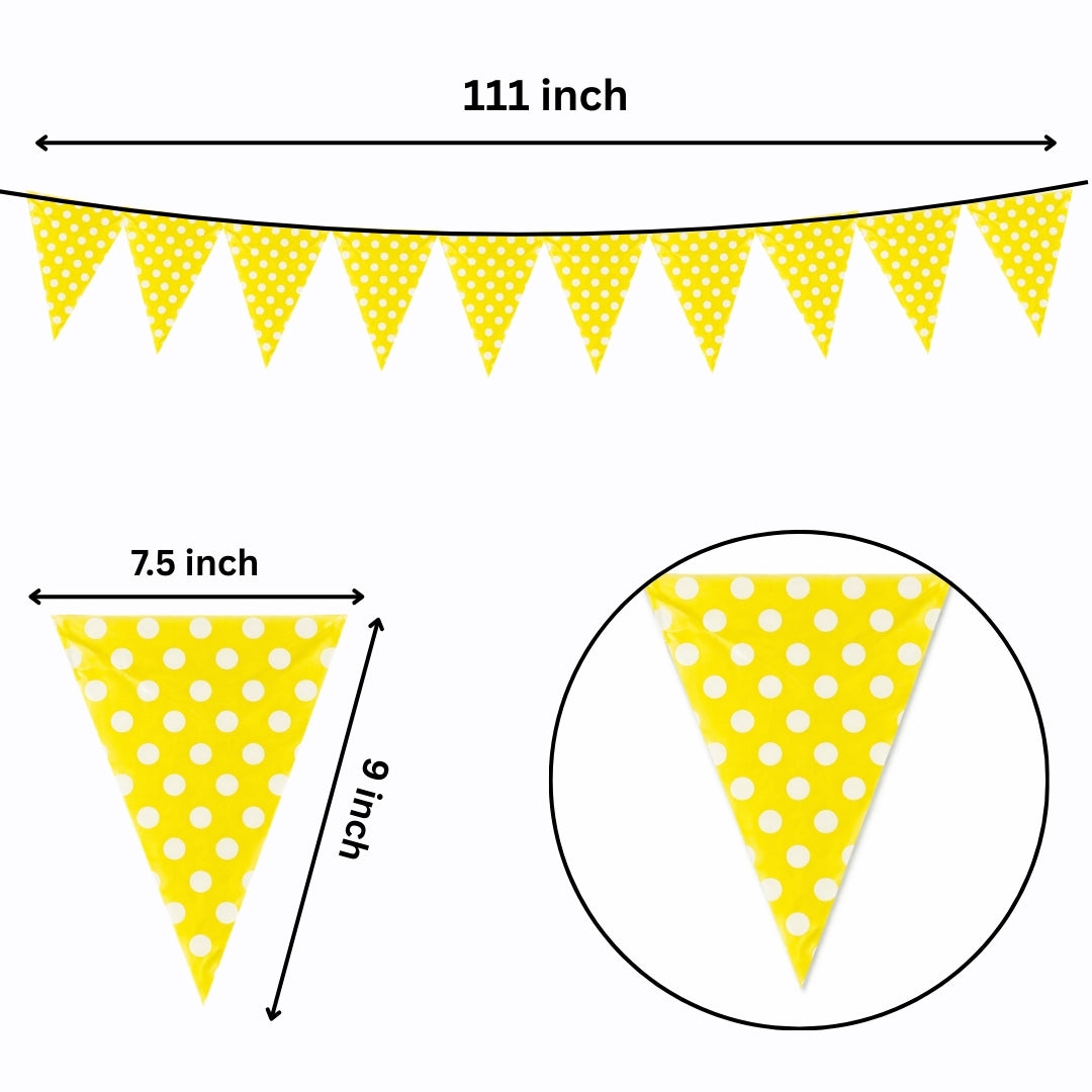 Polka Dot Buntings Yellow- Over 9 FT