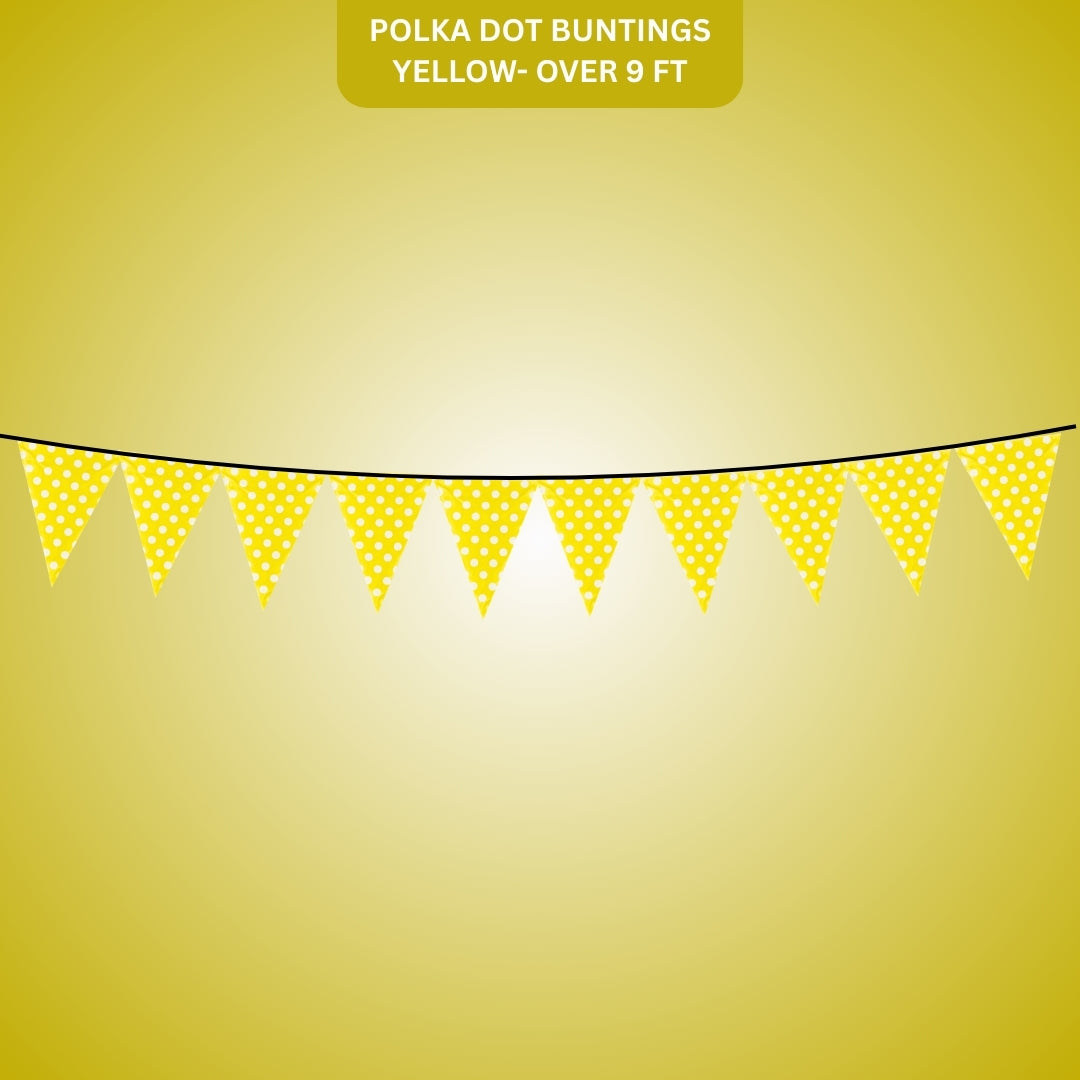 Polka Dot Buntings Yellow- Over 9 FT