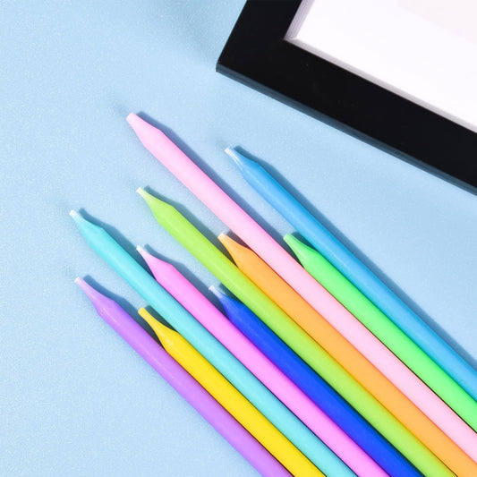 Multicolor Neon Pencil Thin Candles - 10PC