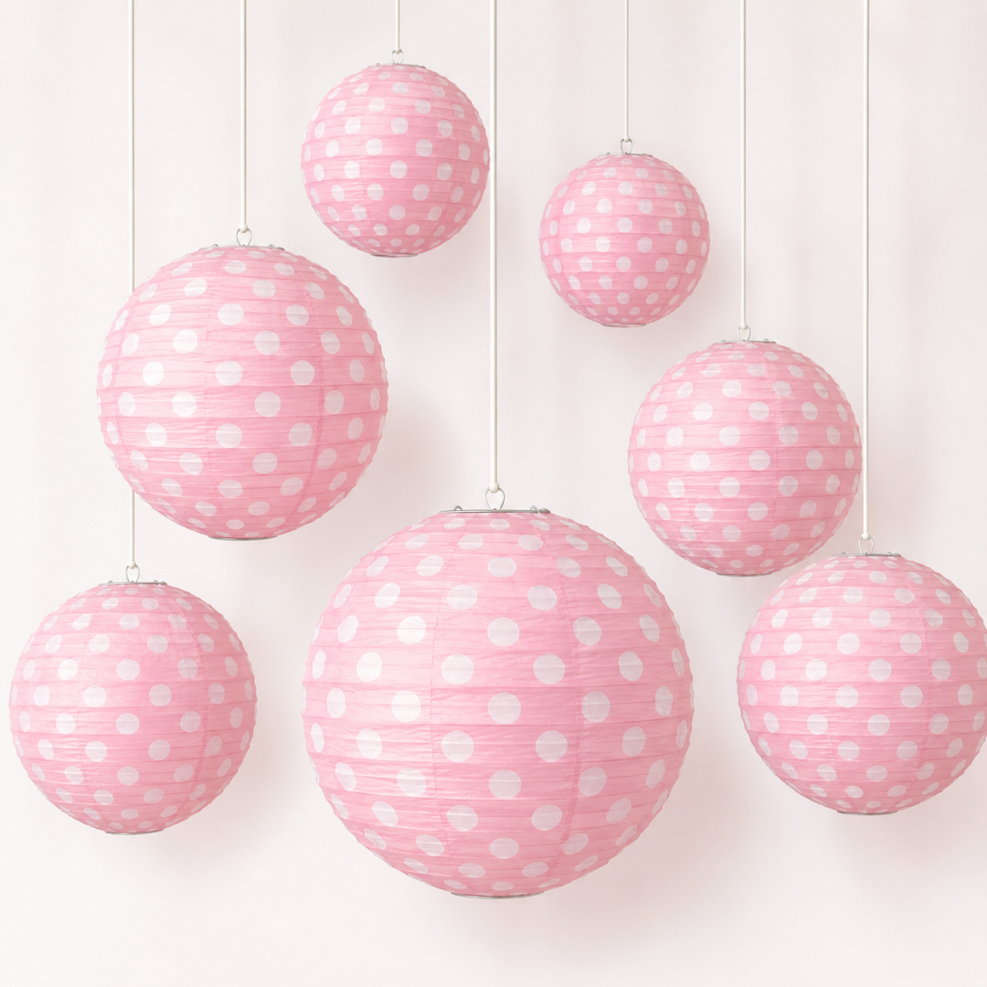 Polka Dot Pink Lanterns 14 - Pack of 1