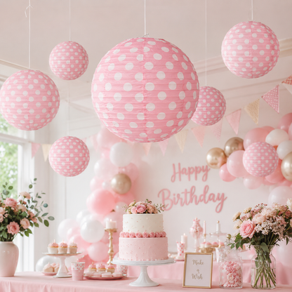 Polka Dot Pink Lanterns 14 - Pack of 1