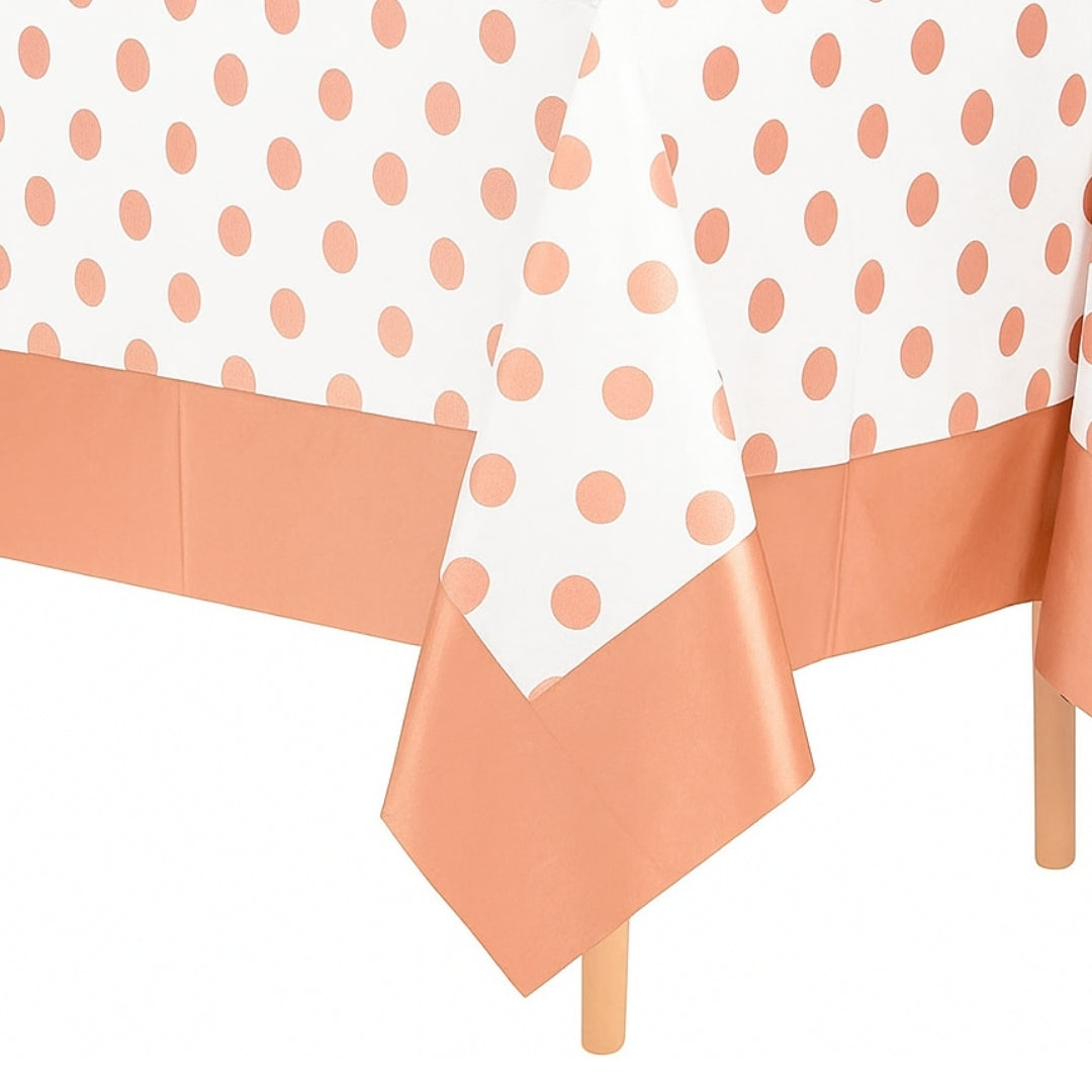 Pink Tablecover with Golden Polka Dot 54inx72in - 1PC
