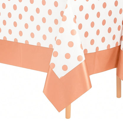 Pink Tablecover with Golden Polka Dot 54inx72in - 1PC
