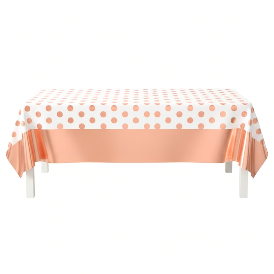 Pink Tablecover with Golden Polka Dot 54inx72in - 1PC