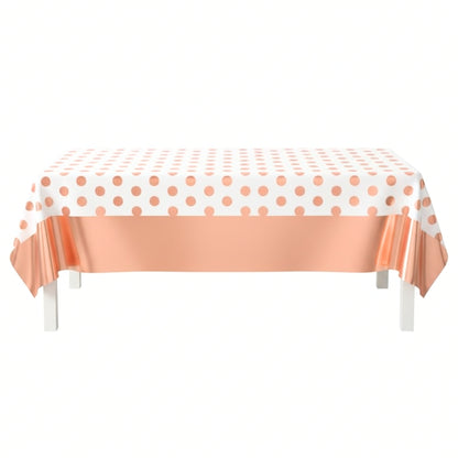 Pink Tablecover with Golden Polka Dot 54inx72in - 1PC