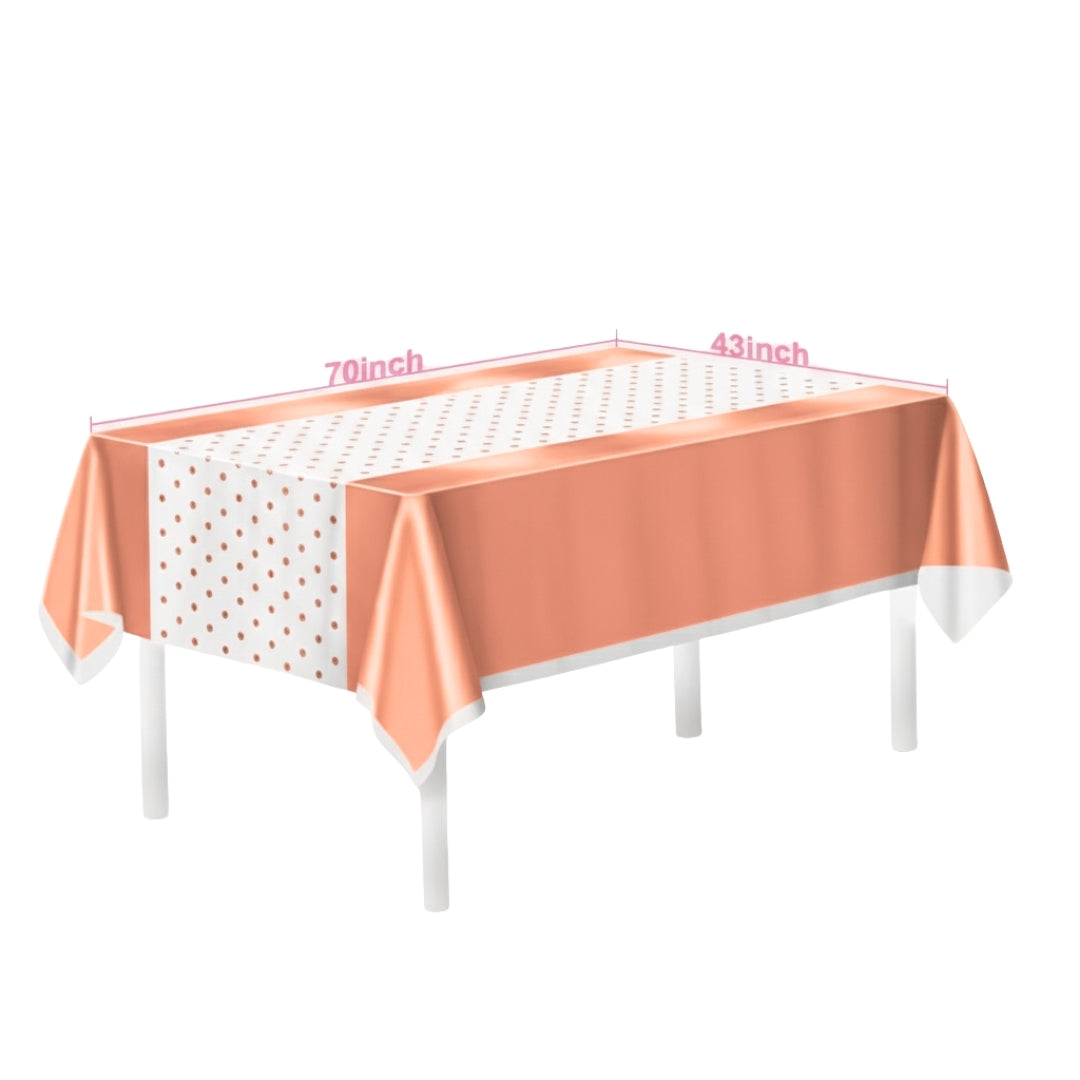 Pink Tablecover with Golden Polka Dot 54inx72in - 1PC