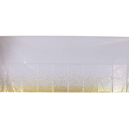 White Tablecover w/Golden Polka Dot 54inx72in