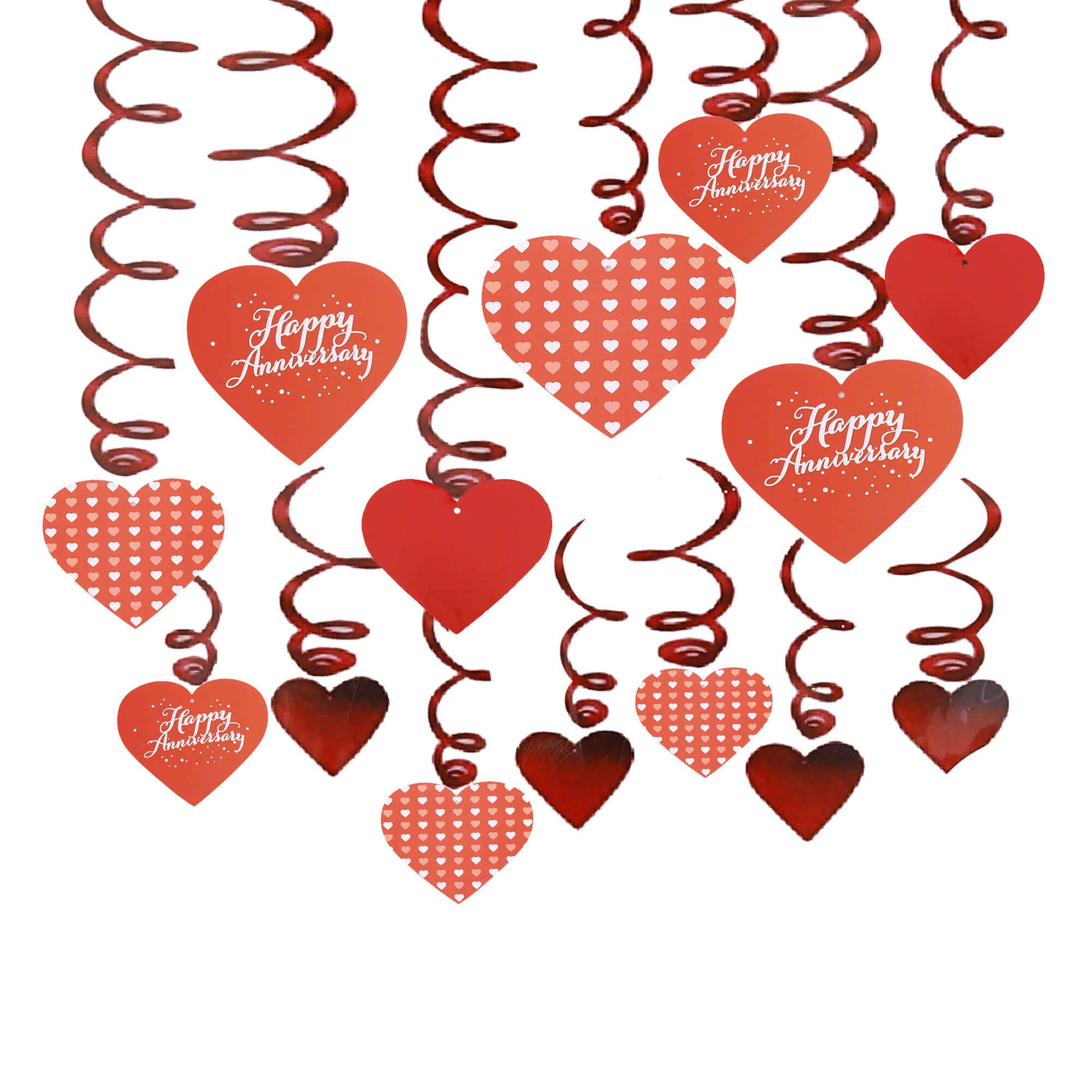 Happy Anniversary Red Heart Swirl - 12 PC