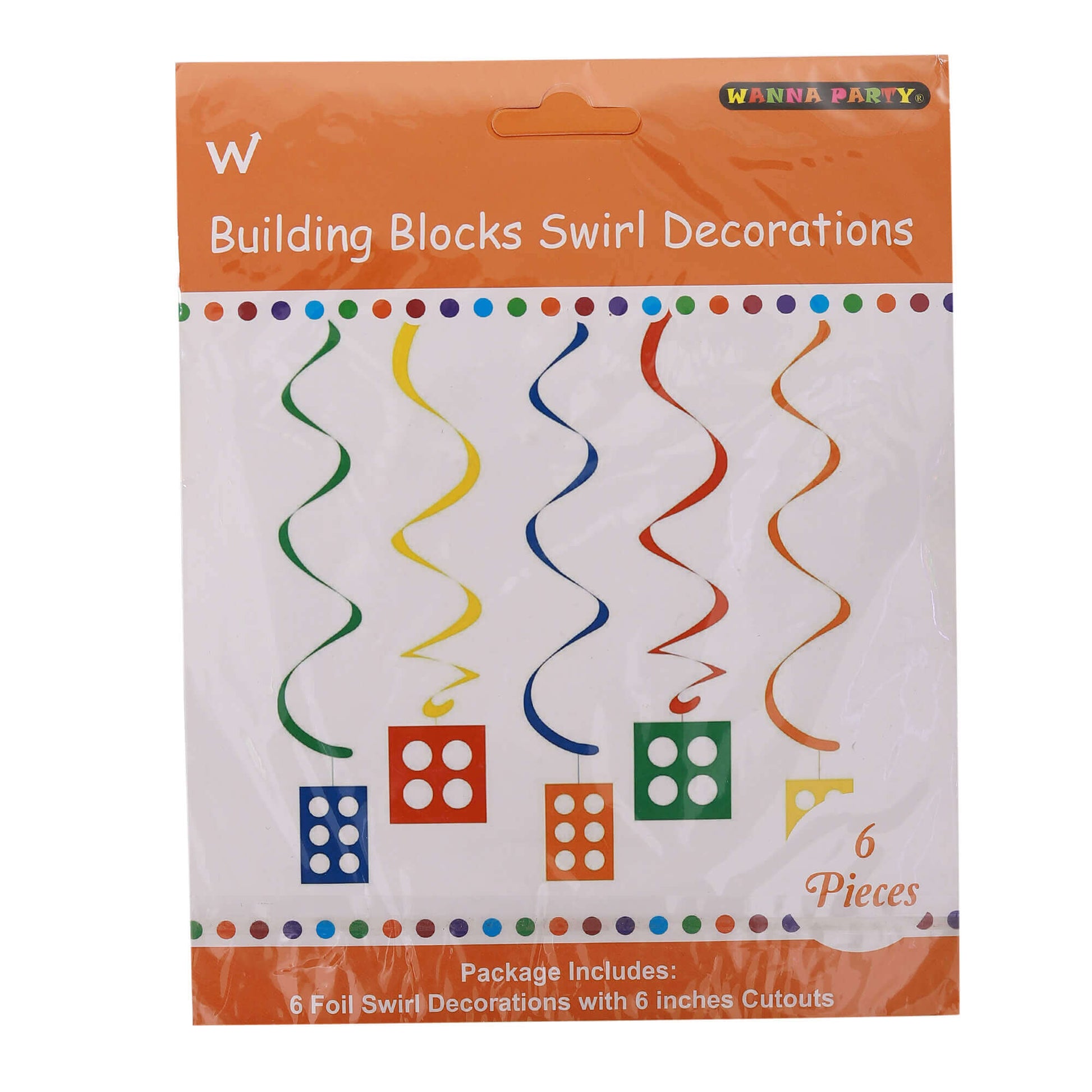 Lego Building Blocks Swirl Decoration - 6PC