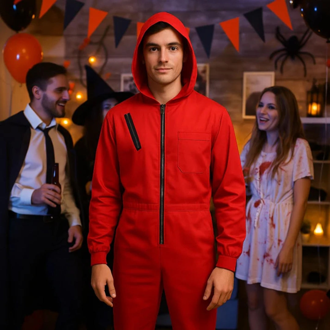 Money Heist Red Zipper Costume for Adults - 1PC