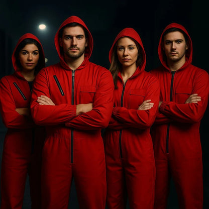 Money Heist Red Zipper Costume for Adults - 1PC