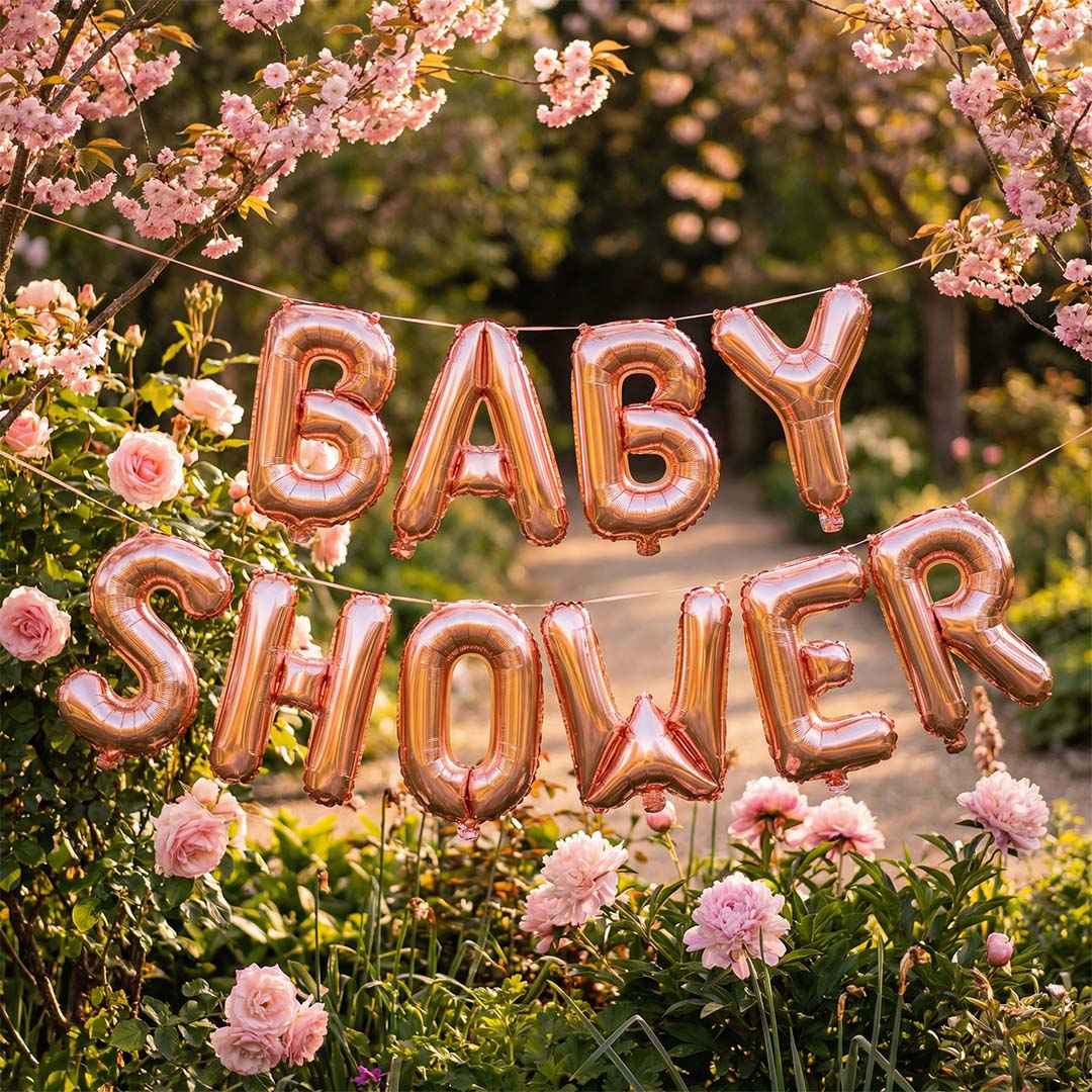 Rose Gold Baby Shower Balloon Banner