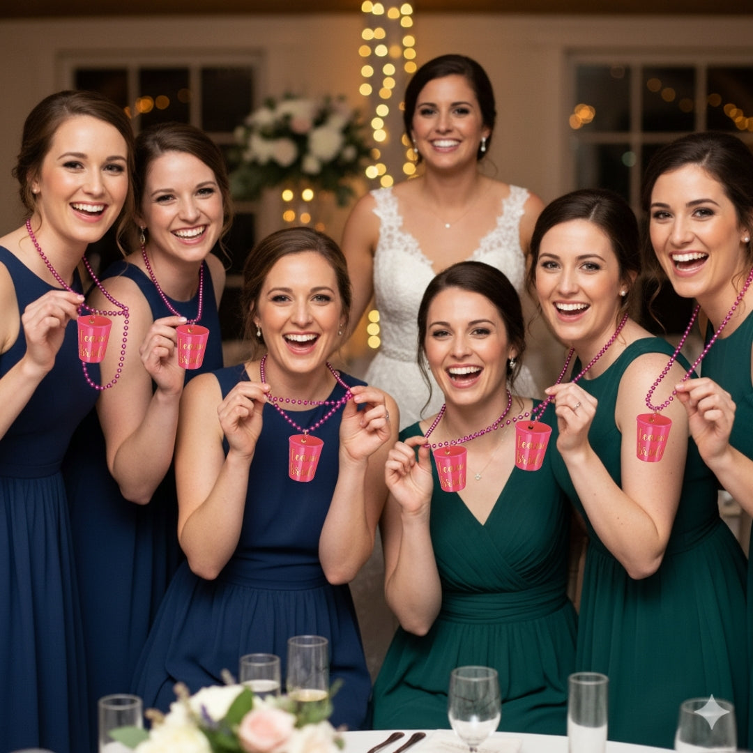 Hot Pink Shot Glass w/ Beads for Bachelorette Party - 1PC