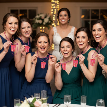 Hot Pink Shot Glass w/ Beads for Bachelorette Party - 1PC