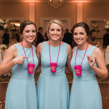 Hot Pink Shot Glass w/ Beads for Bachelorette Party - 1PC