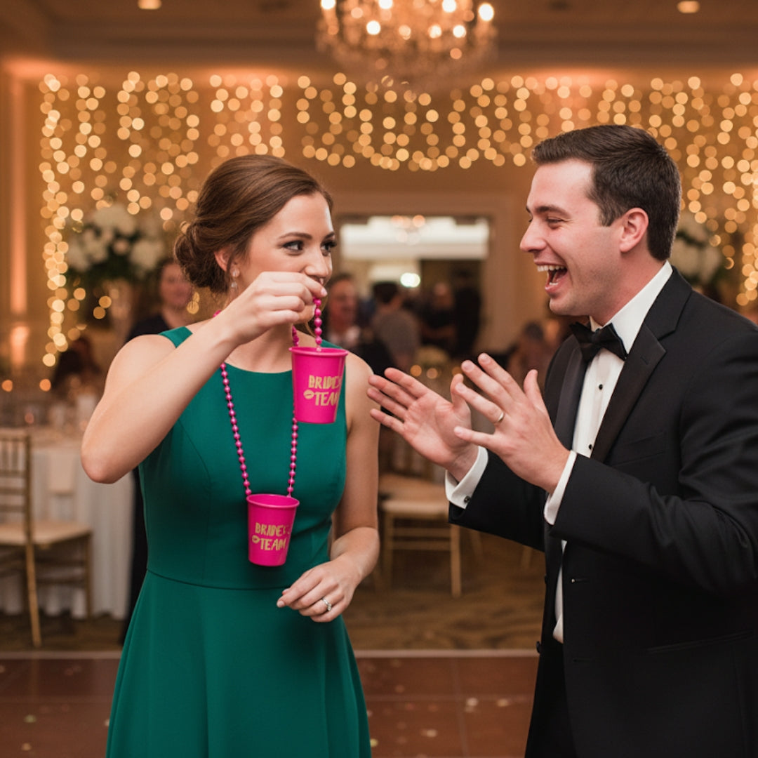 Hot Pink Shot Glass w/ Beads for Bachelorette Party - 1PC