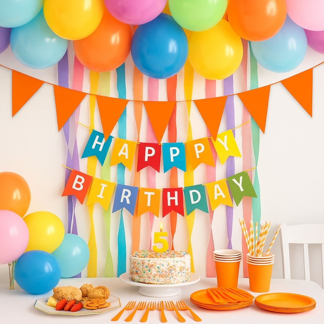 Orange Bunting Banner - Over 6 FT