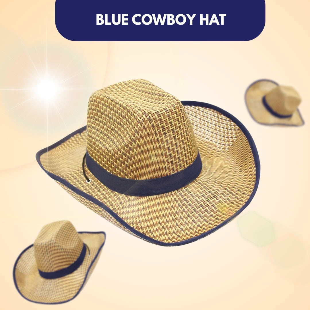 Cowboy Beach Hat with Dark Blue Ribbon