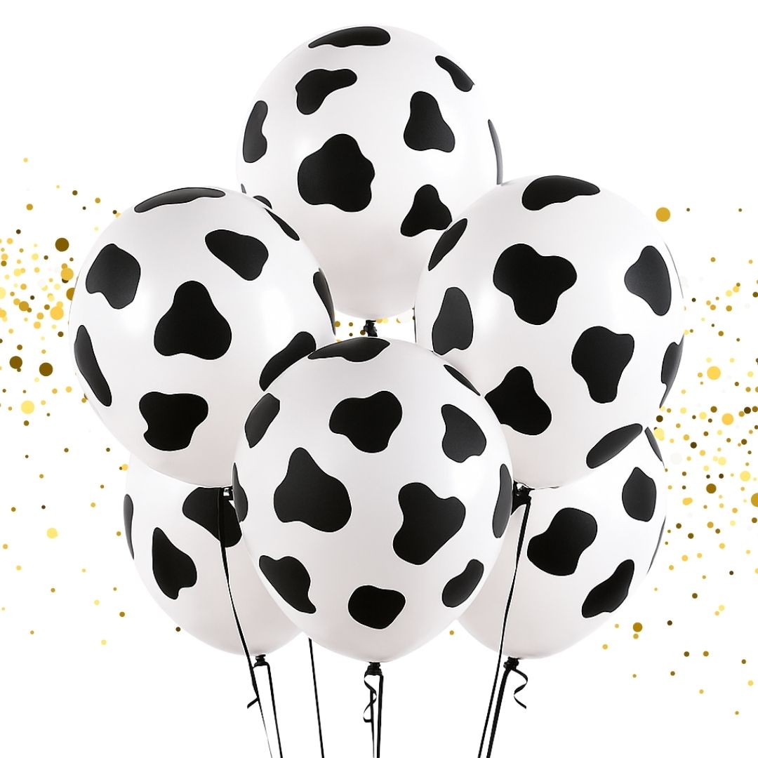 Cow Print Black & White Balloon 12" - Helium Quality – 6PC
