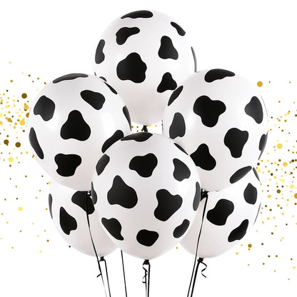 Cow Print Black & White Balloon 12" - Helium Quality – 6PC