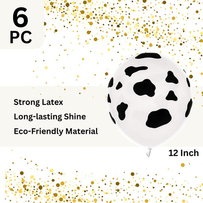 Cow Print Black & White Balloon 12" - Helium Quality – 6PC