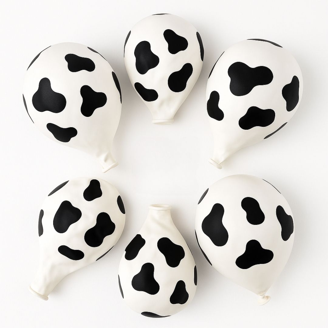 Cow Print Black & White Balloon 12" - Helium Quality – 6PC