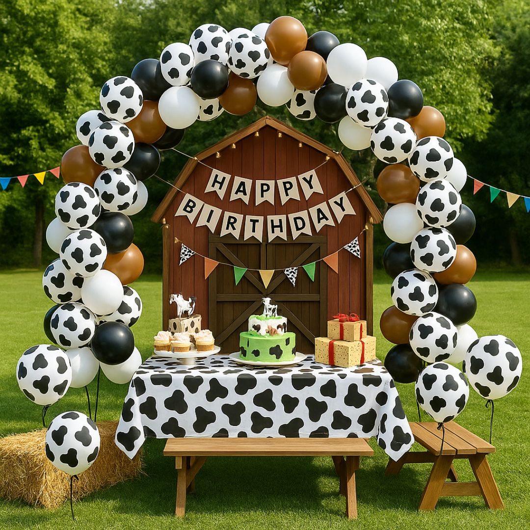 Cow Print Black & White Balloon 12" - Helium Quality – 6PC
