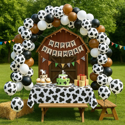 Cow Print Black & White Balloon 12" - Helium Quality – 6PC