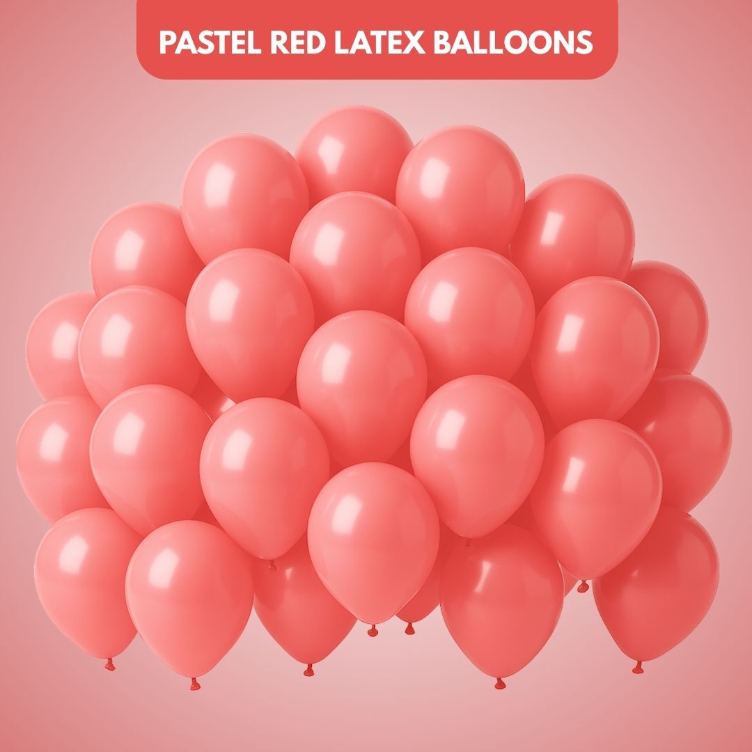 Pastel Red Latex / Rubber Balloons - 12 inches - Helium Quality - Bulk Pack - 50PC