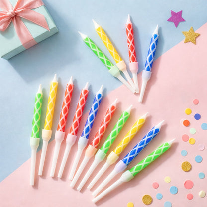 Multicolor Candles for BIrthday / Anniversry / Baby Shower or Neutral Occassion - 12PC