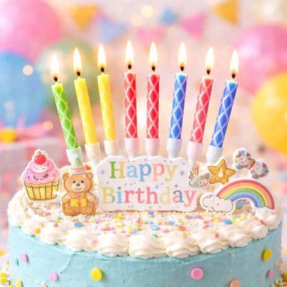 Multicolor Candles for BIrthday / Anniversry / Baby Shower or Neutral Occassion - 12PC