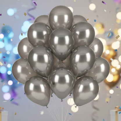Chrome Silver Premium Latex Balloons 10" - 20PC