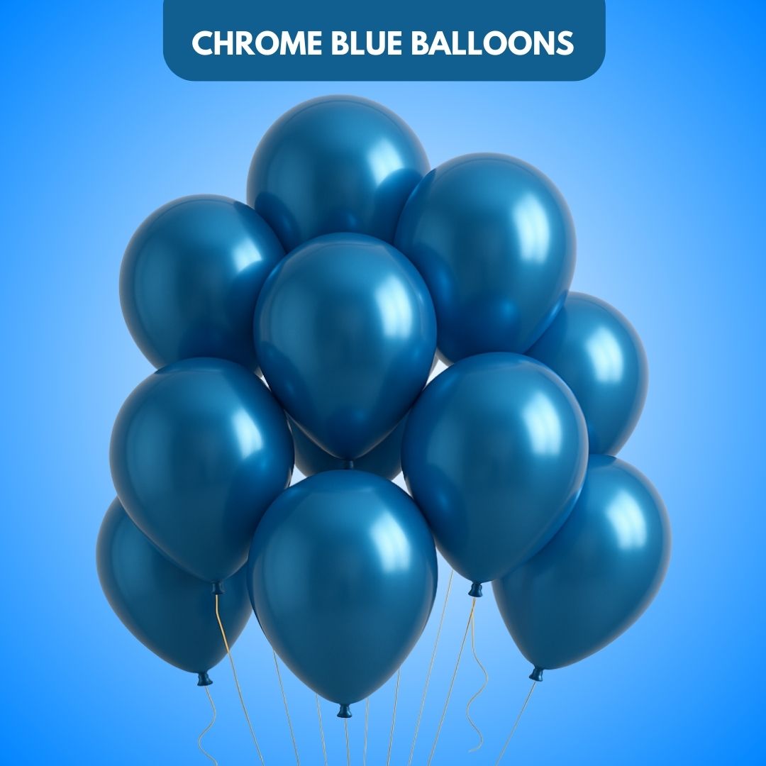 10" Chrome Blue Balloons - 20PC