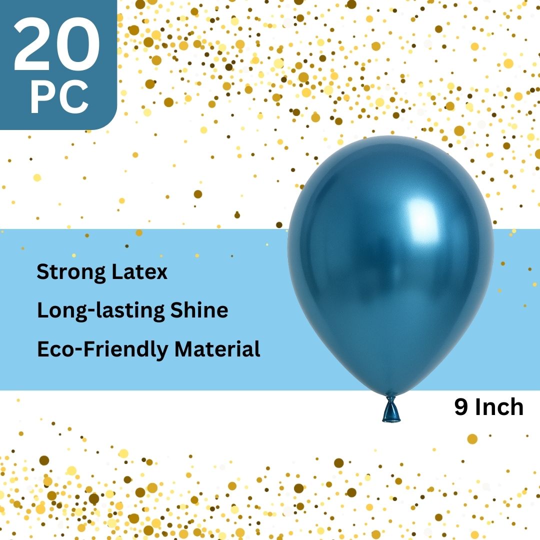 10" Chrome Blue Balloons - 20PC