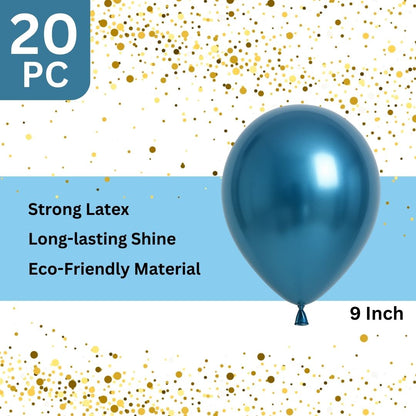 10" Chrome Blue Balloons - 20PC