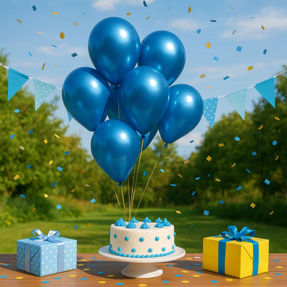 10" Chrome Blue Balloons - 20PC