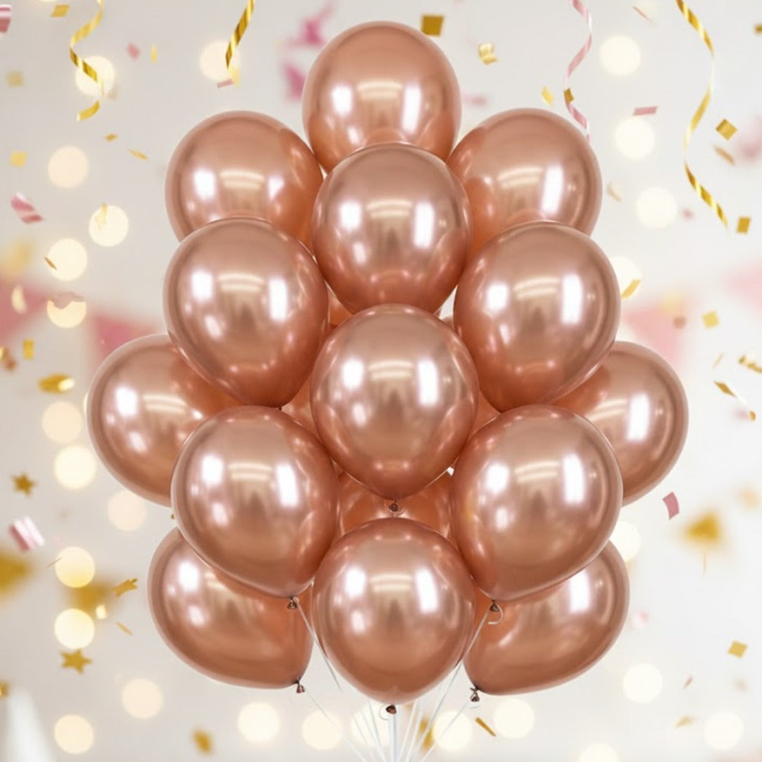Chrome Rose Gold Premium Latex Balloons 10" - 20PC